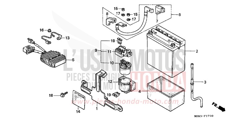 BATTERY for Africa Twin SHASTA WHITE (NH138H) from 1988